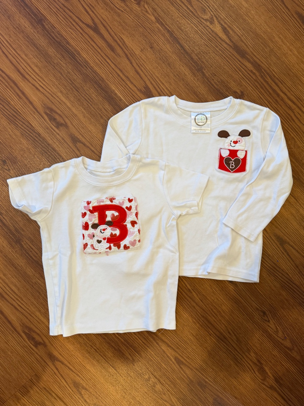 Valentines “B” embroidered shirts